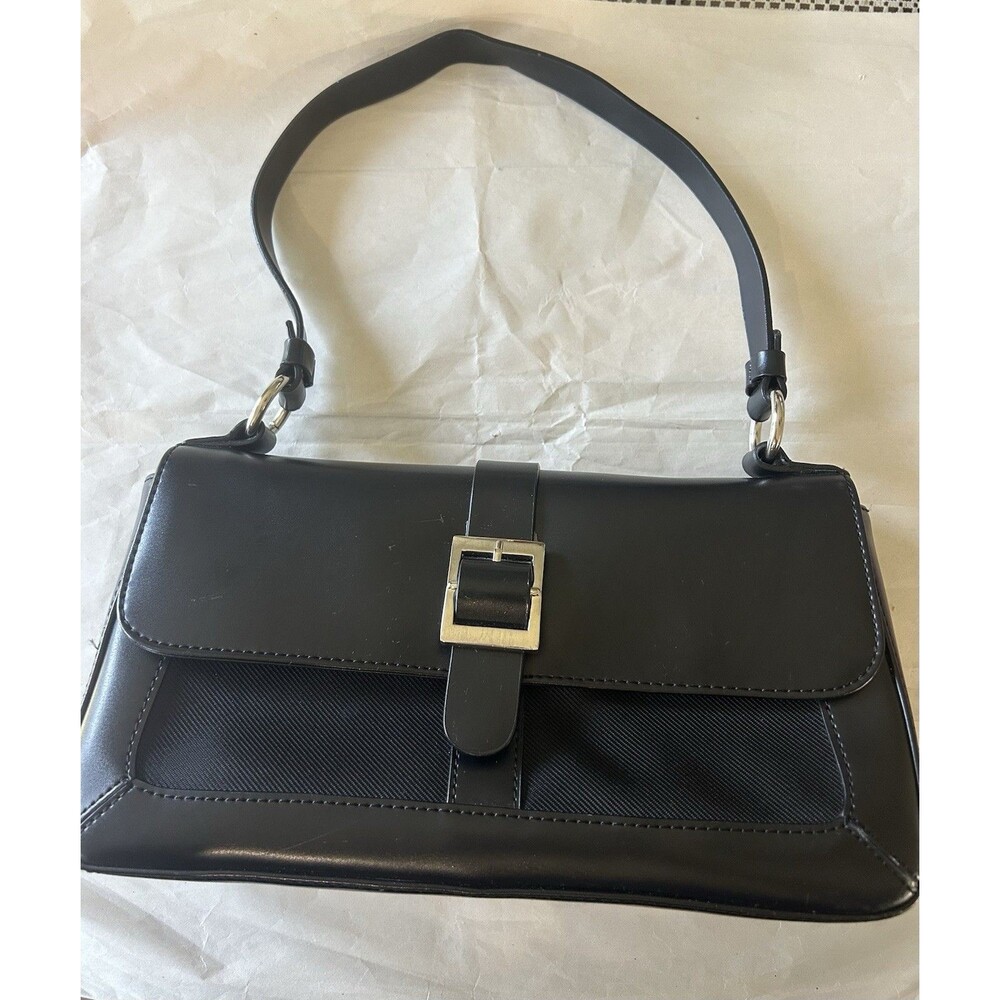 Preston & York Black Bag with Flap Closure